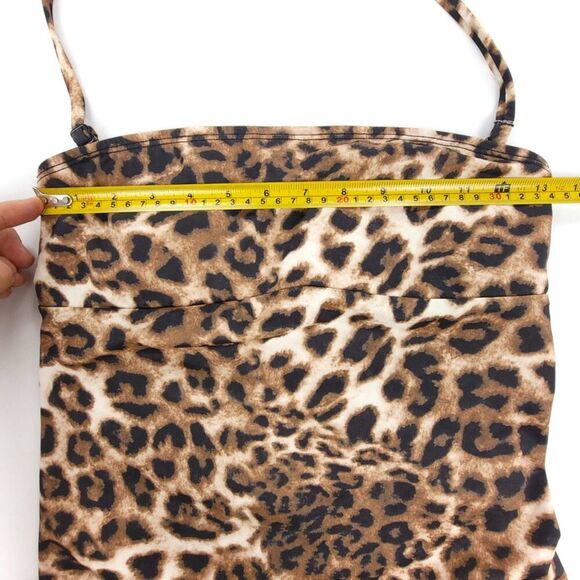VINTAGE 90s Guess Strappy Halter Neck One Piece Swimsuit Cheetah Print Y2k Brown - Picture 5 of 9